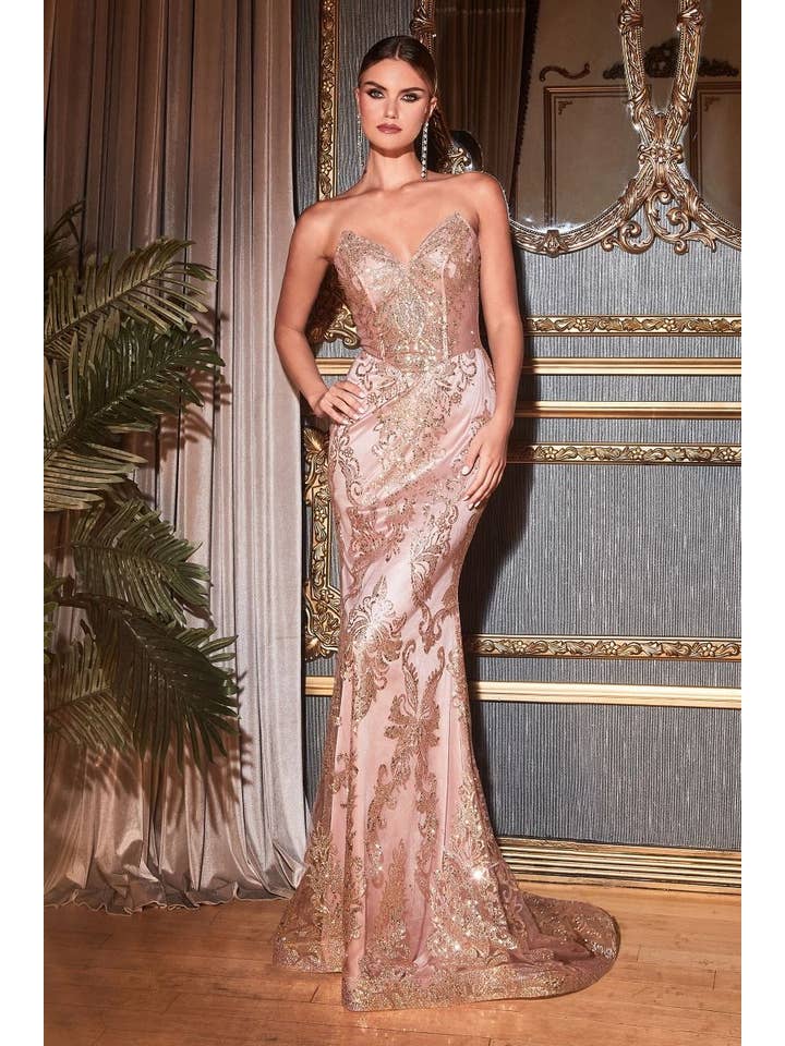 Tux-USA® - Wholesale Gown - Women's - Strapless Glitter Gown With Removable Tulle Overskirt6