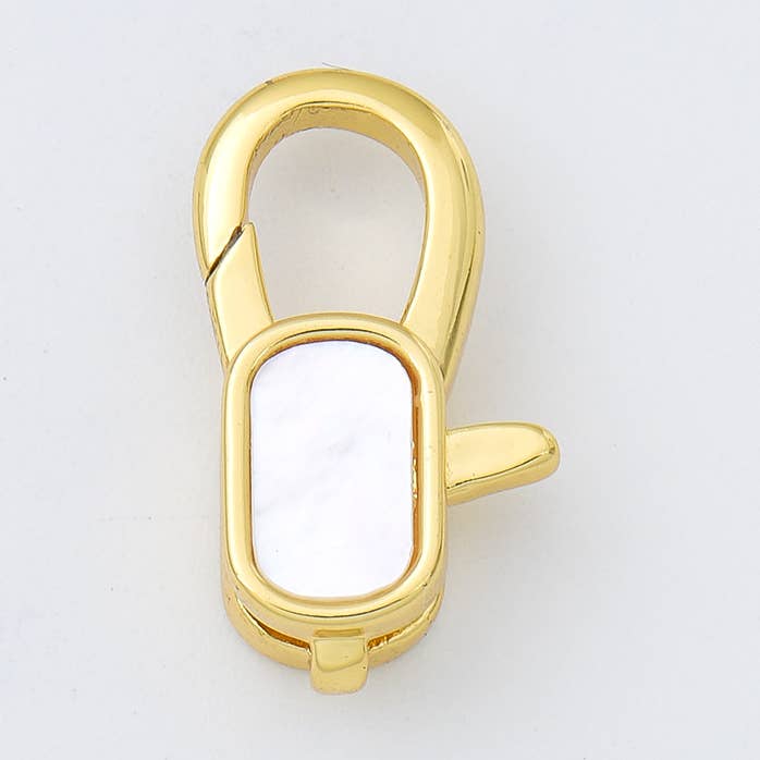 Rectangular Shell Pearl Lobster Clasp in Gold Filled, CL583 for wholesale by Beads Creation
