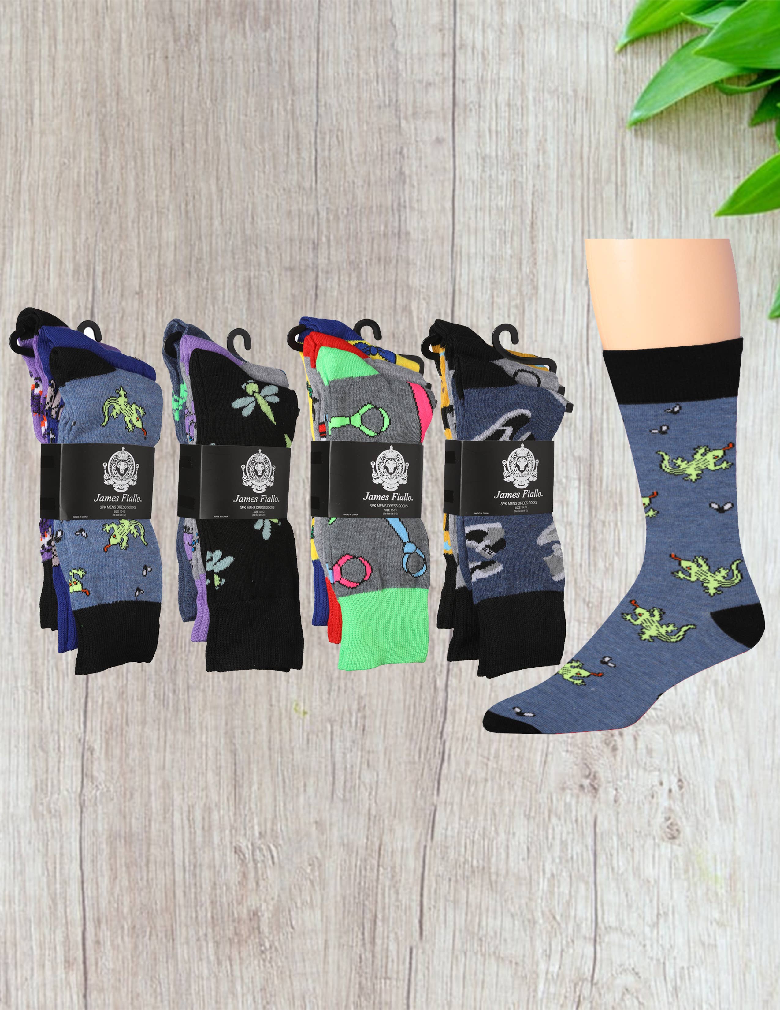 Isadora, Tipi toe, & James Fiallo - Wholesale Socks - Men's - Men's James Fiallo 3 Pack Men's Colorful Fancy Dress Socks6