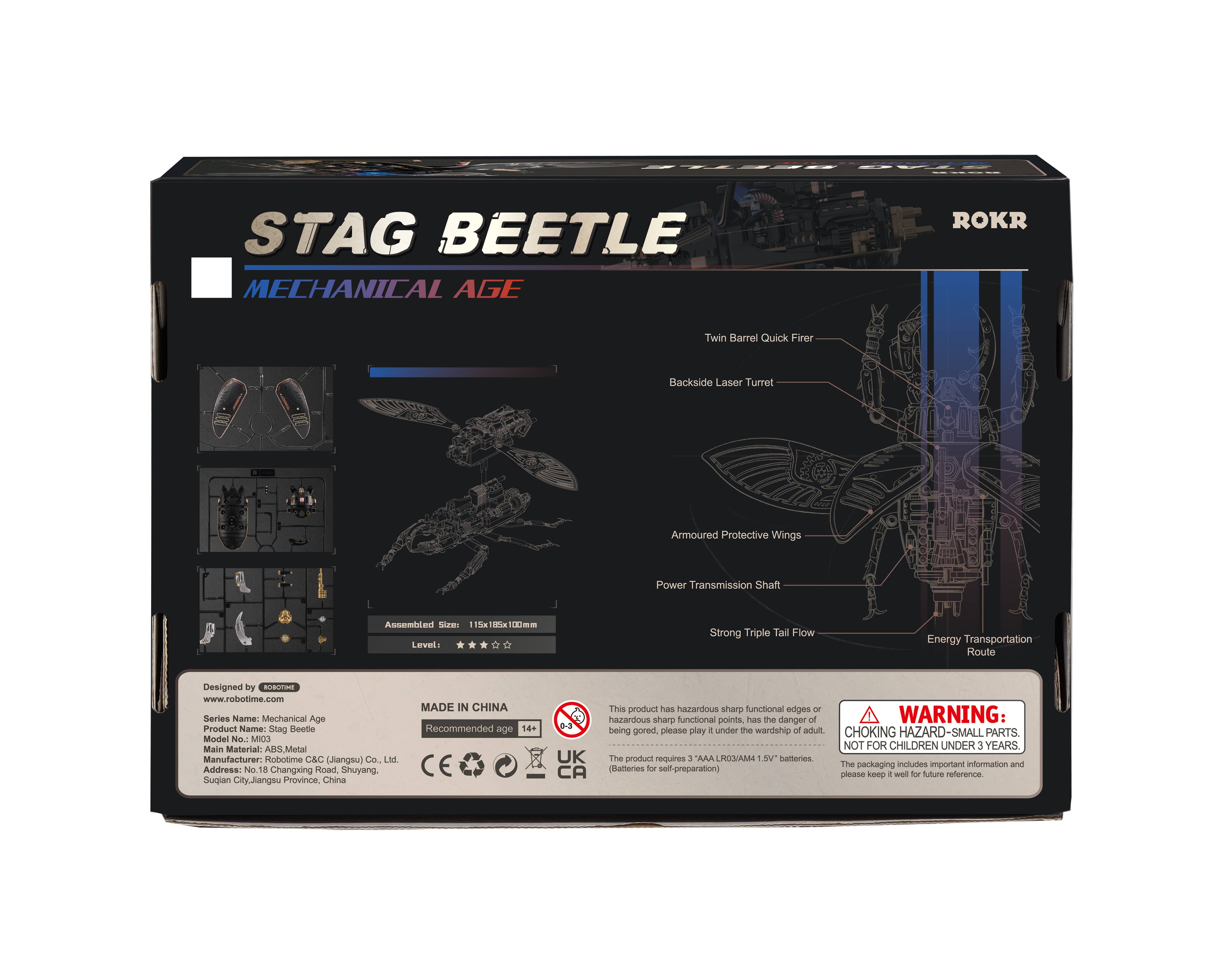 Robotime – Kit de artesanato DIY por atacado – MI03 Stag Beetle ROKR Puzzles ABS Kits de Presentes Mecânicos para Idade14