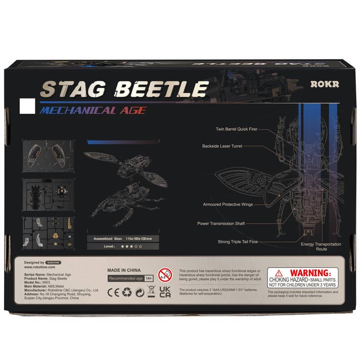 Robotime – Kit de artesanato DIY por atacado – MI03 Stag Beetle ROKR Puzzles ABS Kits de Presentes Mecânicos para Idade14