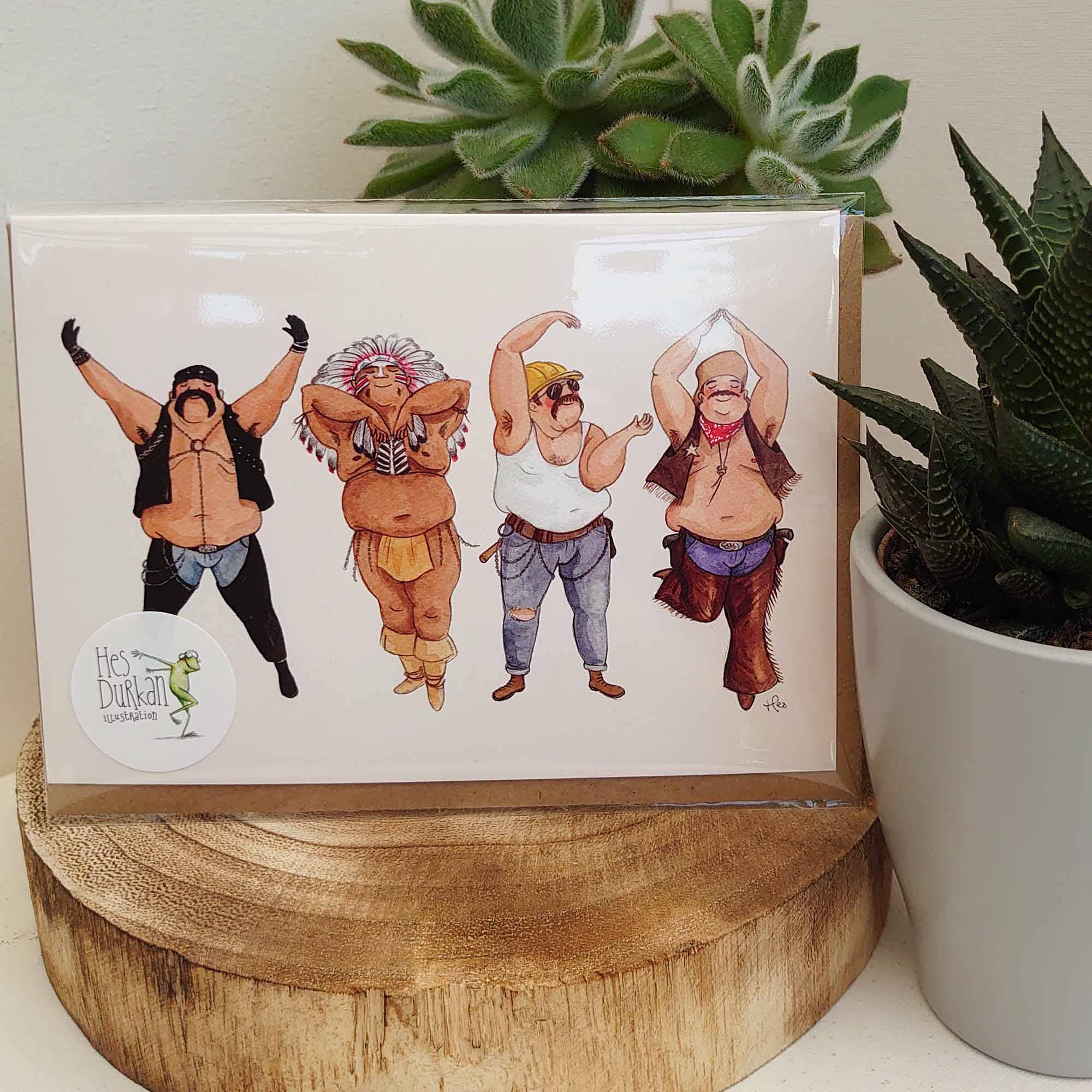 Hes Designs – wholesale Födelsedagskort – Disco dansande män, roligt födelsedagskort, LGBTQ-kort,4