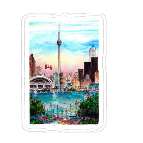 Adesivo Skyline della CN Tower di Toronto per la vendita all'ingrosso da parte di Totally Toronto Art/Sassy City Studio