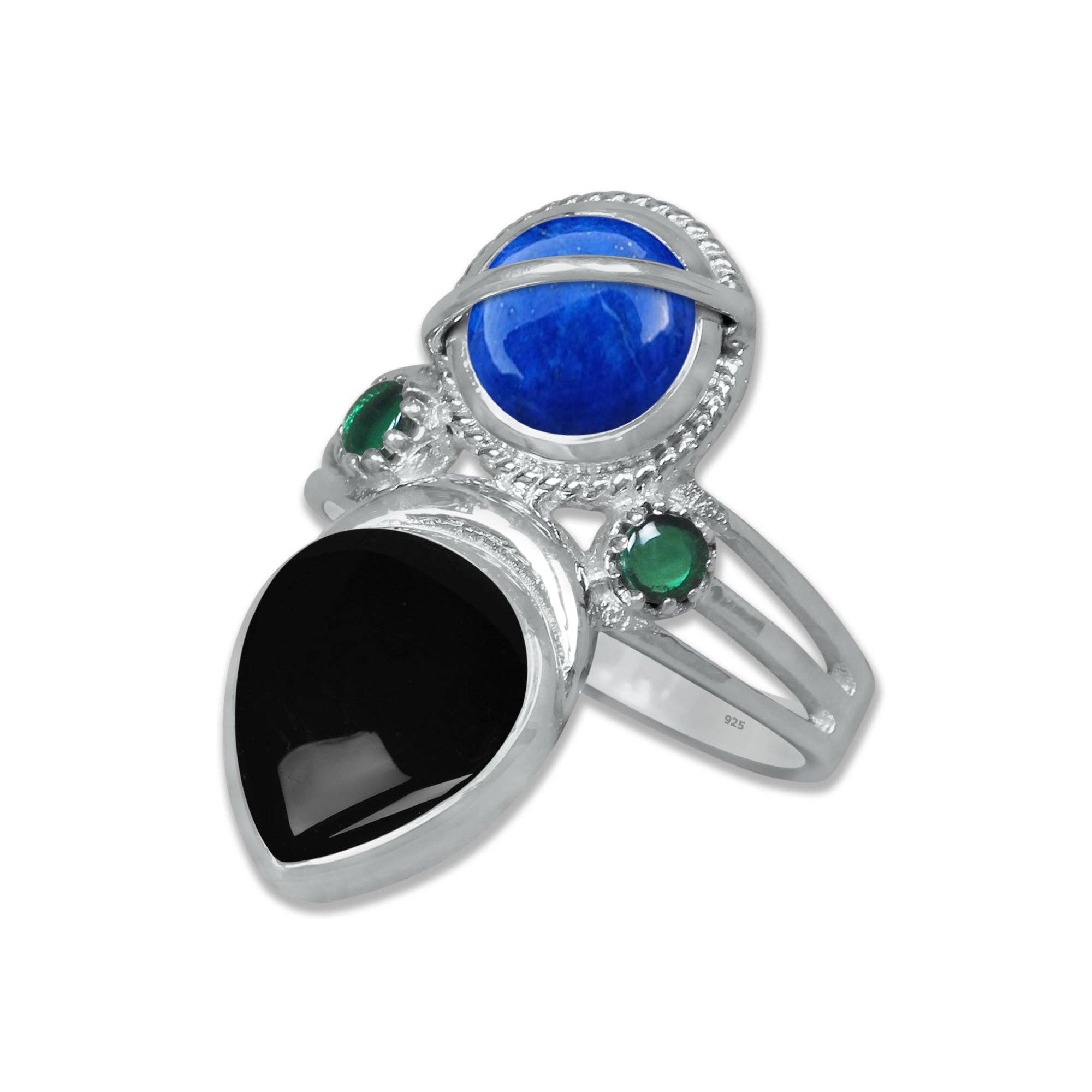 Handmade Jewels - Venta al por mayor Anillos grandes/de cóctel - Anillo de Lágrima de Doble Gema en Plata de Ley – Diseño de Declaración de Doble Piedra | Hecho por Encargo6