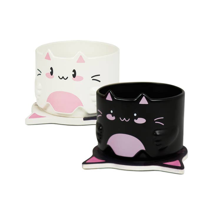 Yobro - Wholesale Coffee Mug - Stackble cat ear mug with Drink Coasters Set of 2 10oz