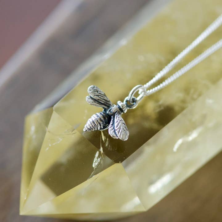 18" Tiny Bee Charm Necklace for wholesale by Justine Brooks Design