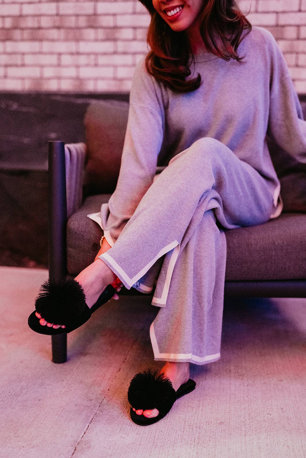 Rollasole - Vente Chaussons – femme - Chaussons Midnight avec pompon noir5