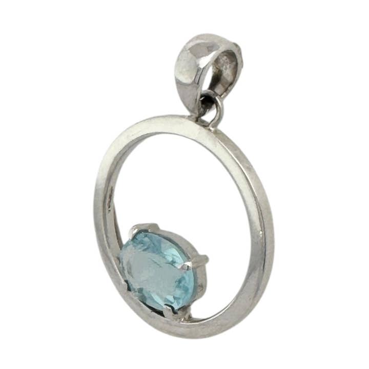 STERLING SILVER BLUE TOPAZ LOOP PENDANT for wholesale by Balaam Design
