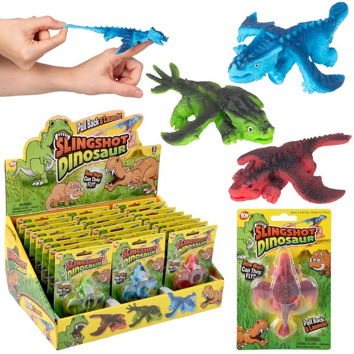 La Luna Bella - Toys - Wholesale Classic Toy - Kids - 4.33" Slingshot Dinosaur 24ct - LLB Toys