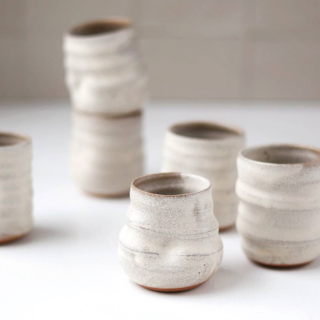 Gravesco Pottery - Wholesale Drinking Glass/Cup - Artist Choice Little Sippers Cream Pottery Shot Cup4