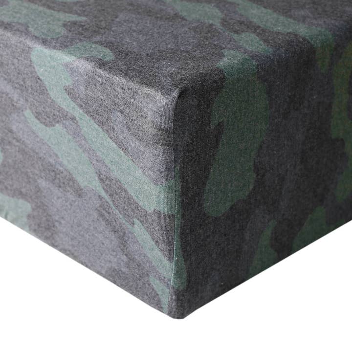 Premium Knit Fitted Crib Sheet - Hunter for wholesale by Copper Pearl