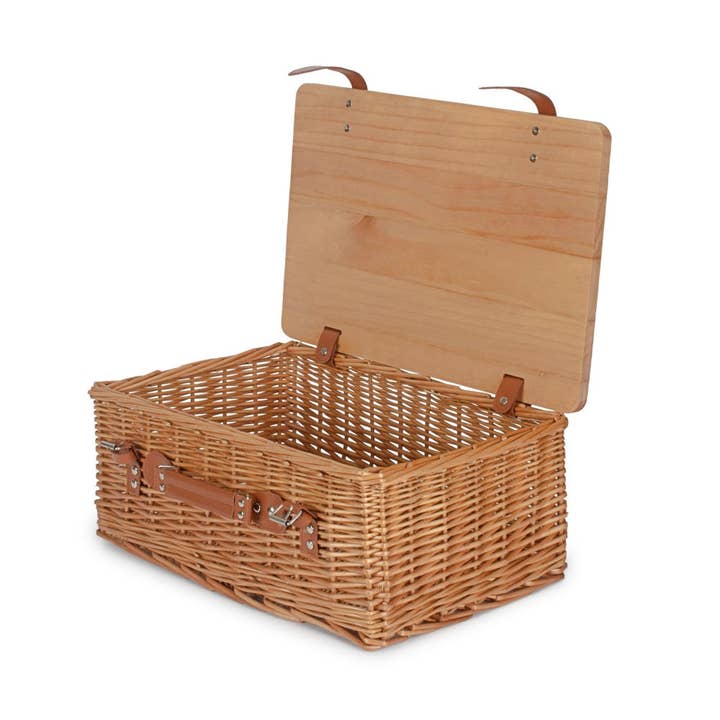 Double Steamed Empty Picnic Basket with Pinewood Lid for wholesale by Red Hamper