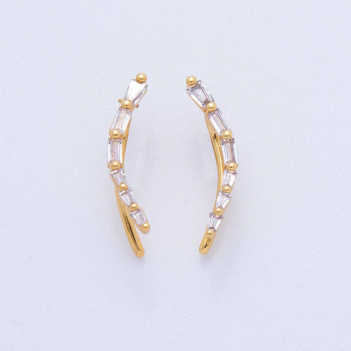 Aim Eternal - Vente Boucles d'oreilles ear jackets/manchettes d'oreille (climbers) - Boucles d'oreilles grimpeuses d'oreille en or rempli 18K avec zircon cubique baguette clair | AI382
