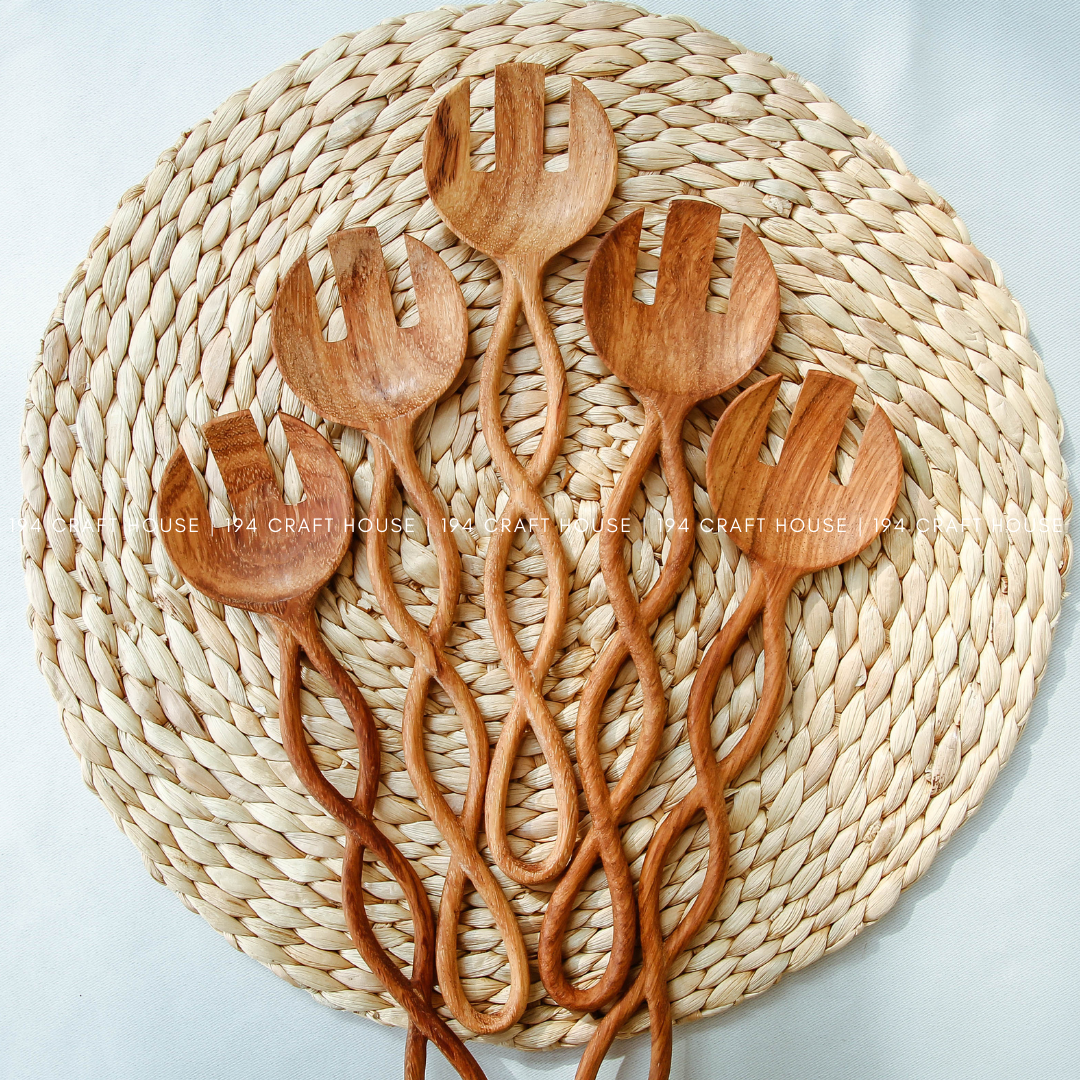 194 Craft House – wholesale Serving utensil – Twisted Handle Wooden Spoon 12" - Kitchen Serving Utensils8