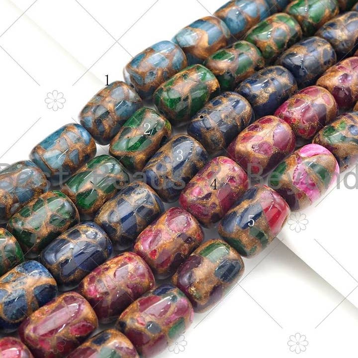 BestBeads&Beyond - Wholesale Beads - Golden Clinquant Barrel Beads, 15x20mm Spacer Beads, Cloisonne Royal Blue Color,Wholesale Gemstone,Sku#U1145