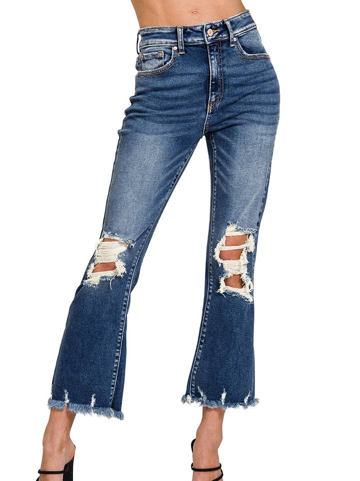 ".._ Jeans in Denim con Ginocchio Rovinato e Orlo Grezzo" per la vendita all'ingrosso da parte di 42POPS