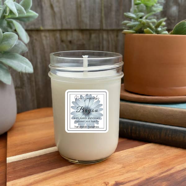 NOLA Soap Works - Wholesale Jar/Filled Candle - Bayou | Palo Santo + Patchouli Coconut Soy Candle