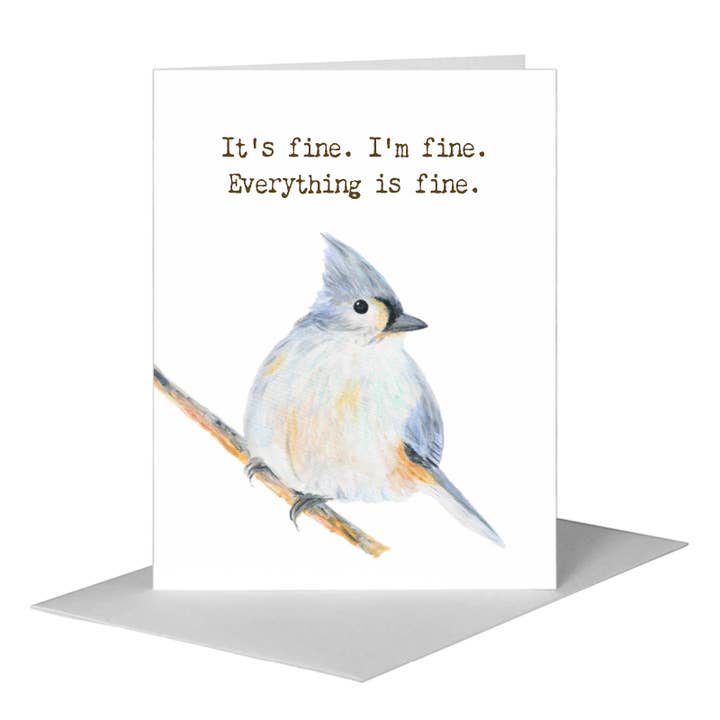 Printed Canvas - Wholesale Everyday Greeting Card - Titmouse, Greeting Card (#8669C)