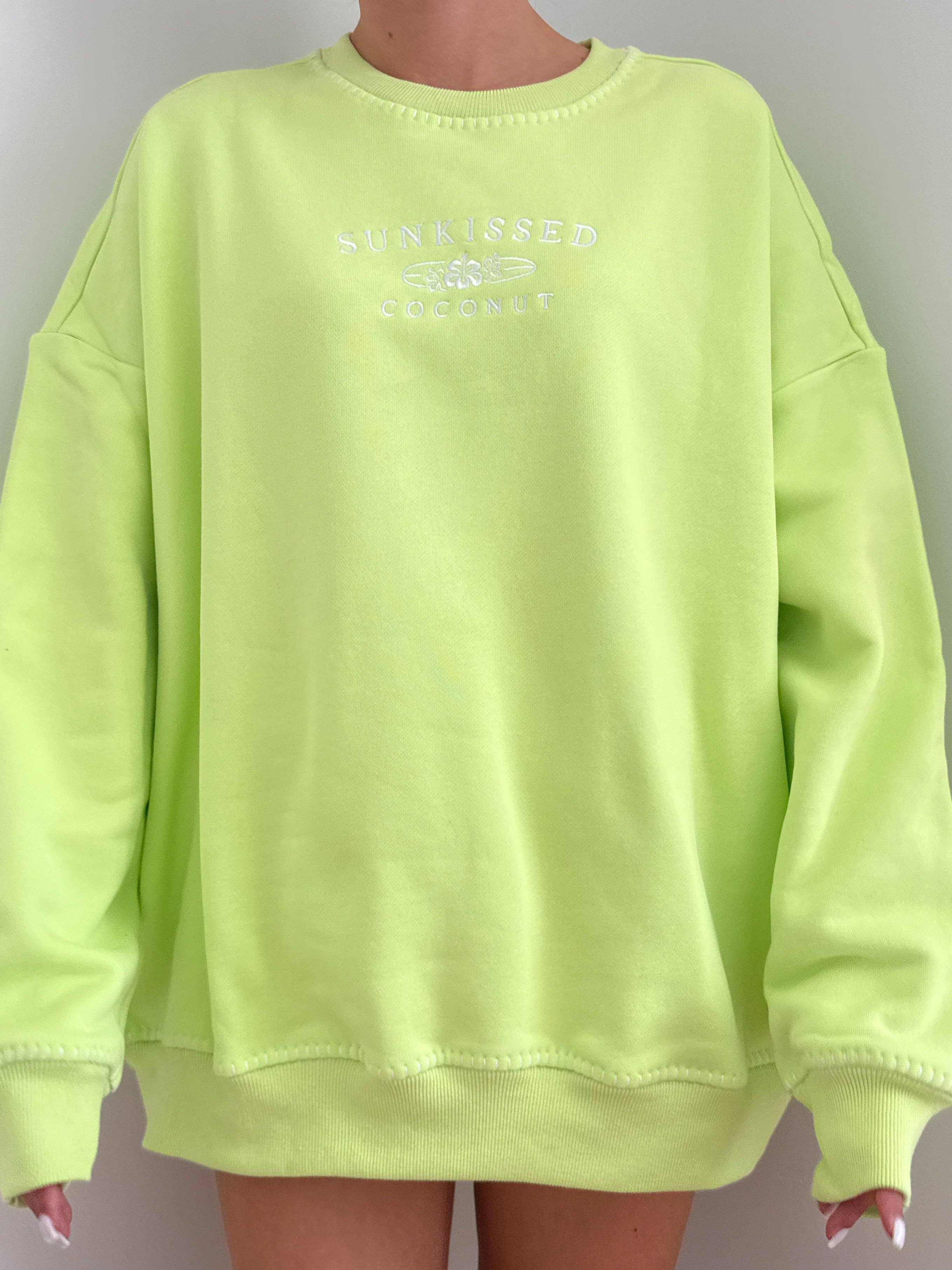 Sunkissed Coconut - Wholesale Graphic Sweatshirt - Women's - Light Lime Green Stitched Sunkissedcoconut Logo Sweatshirt 100% Cotton4