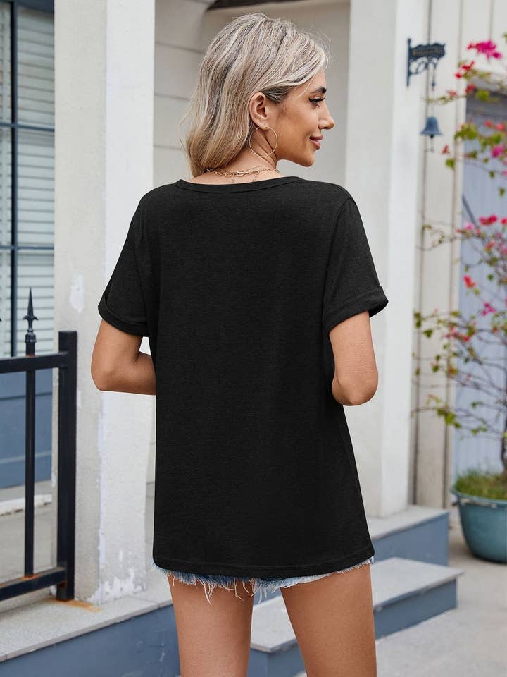 Lovesoft - Wholesale T-Shirt - Women's - V-Neck Loose Short Sleeve T-Shirt21