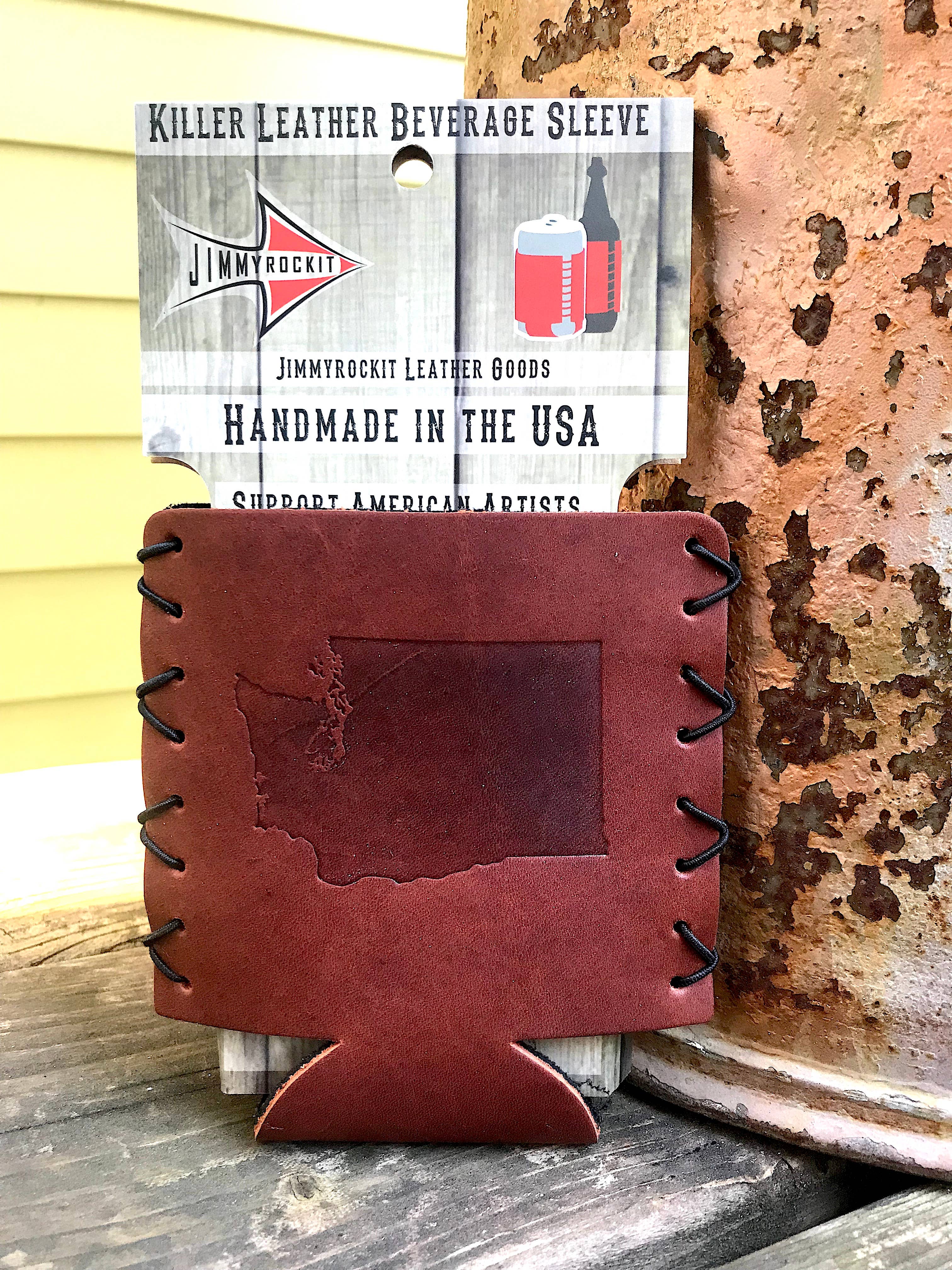 Jimmyrockit - Wholesale Drink Huggers & Koozies - Leather Koozie - Washington0