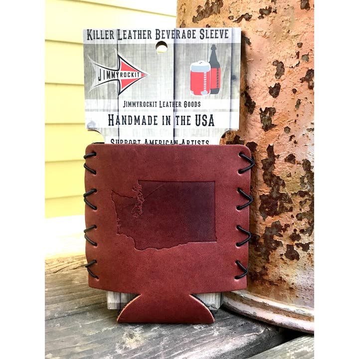 Jimmyrockit - Wholesale Drink Huggers & Koozies - Leather Koozie - Washington