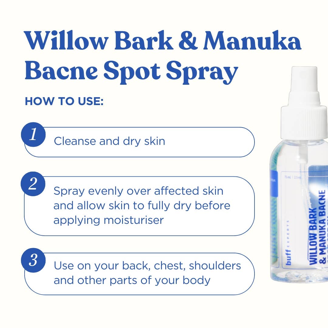 Buff Experts - 🇨🇦 - Wholesale Acne/Hydrocolloid Patch - Willow Bark & Manuka Bacne Spot Spray - Treats Back Acne6