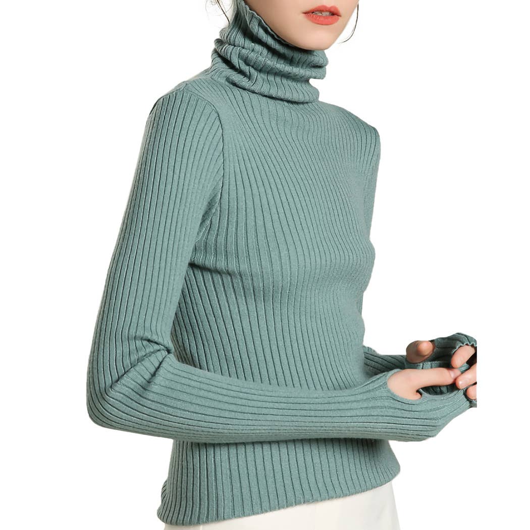 Green Classic Stretchable Lightweight Long Sleeve Slim Turtleneck for wholesale on Faire2