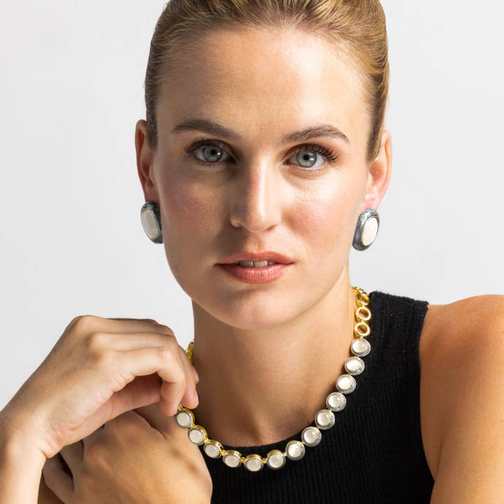 Luxenter - Wholesale Dangle Earrings - Pendientes Luxenter con Ojo de Gato acabado oro 18k - Lyme1