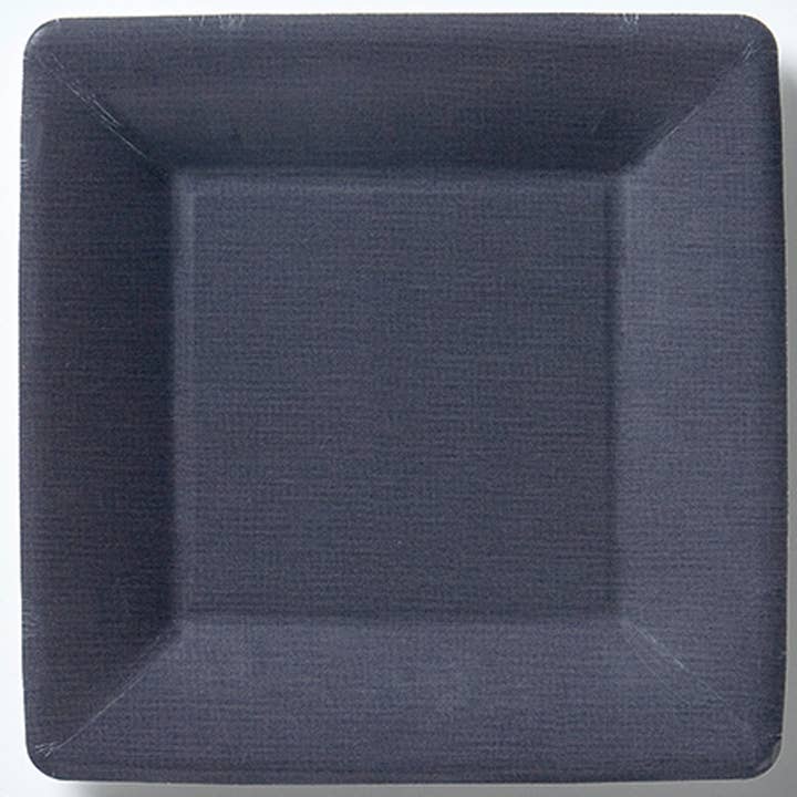 Boston International - Wholesale Disposable Plate - 7" Square Paper Plates Pack Of 8 Classic Linen black