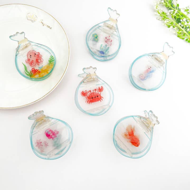 New Design Fish in Transparent Bag Acrylic Hair Claw Clip for wholesale by mildstyles