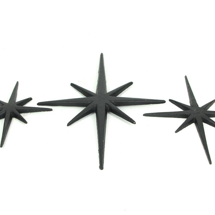 Zeckos - Vente Décoration murale - Lot de 3 grandes tentures murales Starburst en fonte noire2