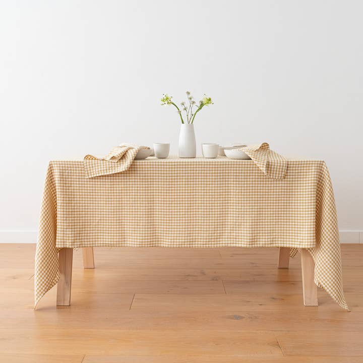 GINGHAM BORDSDUK ANTIK GULD för wholesale av LinenMe