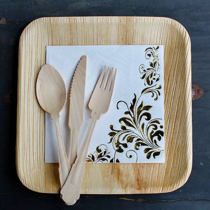 Eco Elegant Table Ware - Vente Assiette jetable - Assiette en feuille de palmier 100 pièces carrée 300 couverts Heavy Duty