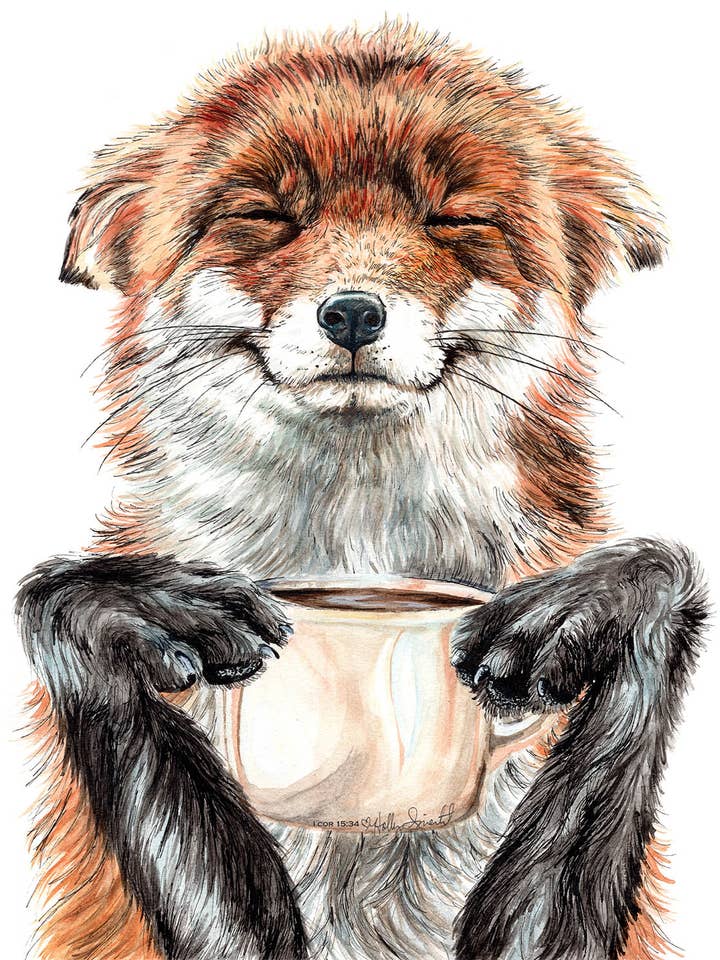 Impression d'archive signée "Morning Fox Coffee" par Holly Simental pour la vente par Holly Simental