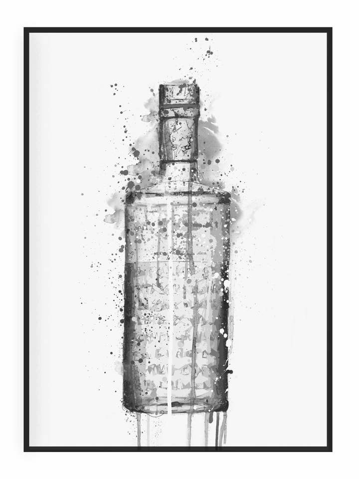 Arte de parede de garrafa de gim 'Steel Grey' (edição cinza) por atacado de We Love Prints