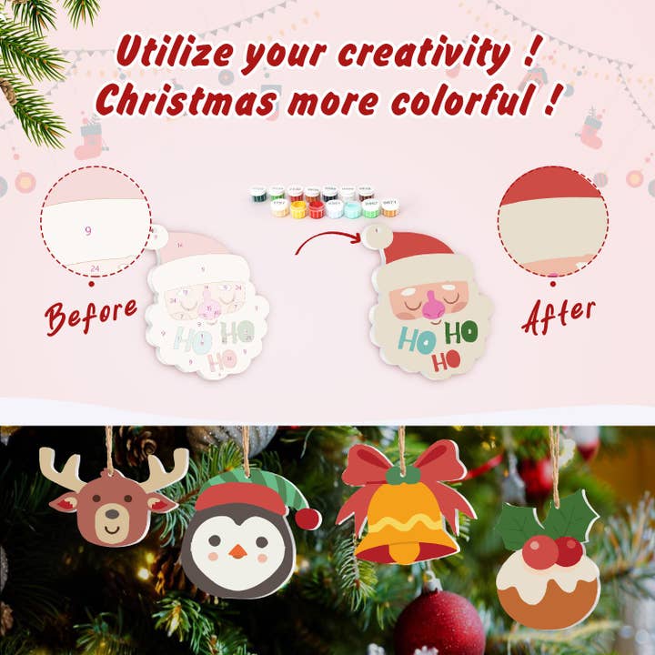 Paint Your Numbers - Wholesale DIY Craft Kit - Holiday Friends Paintable Ornaments4