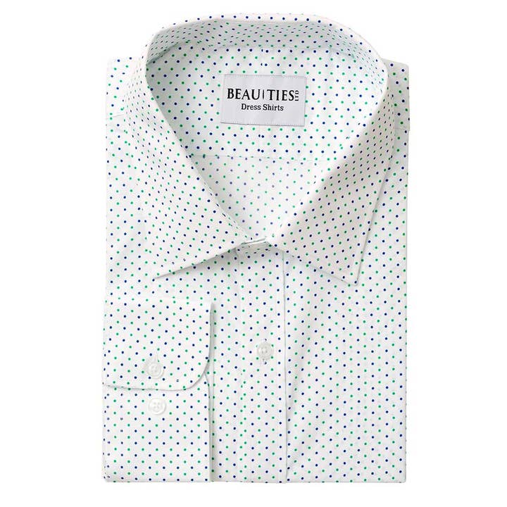 Green and Blue Dot Dress Shirt for wholesale by Beau Ties of Vermont