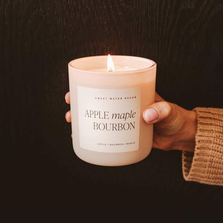 Sweet Water Decor - Wholesale Jar/Filled Candle - Apple Maple Bourbon 15 oz Soy Candle - Fall Decor