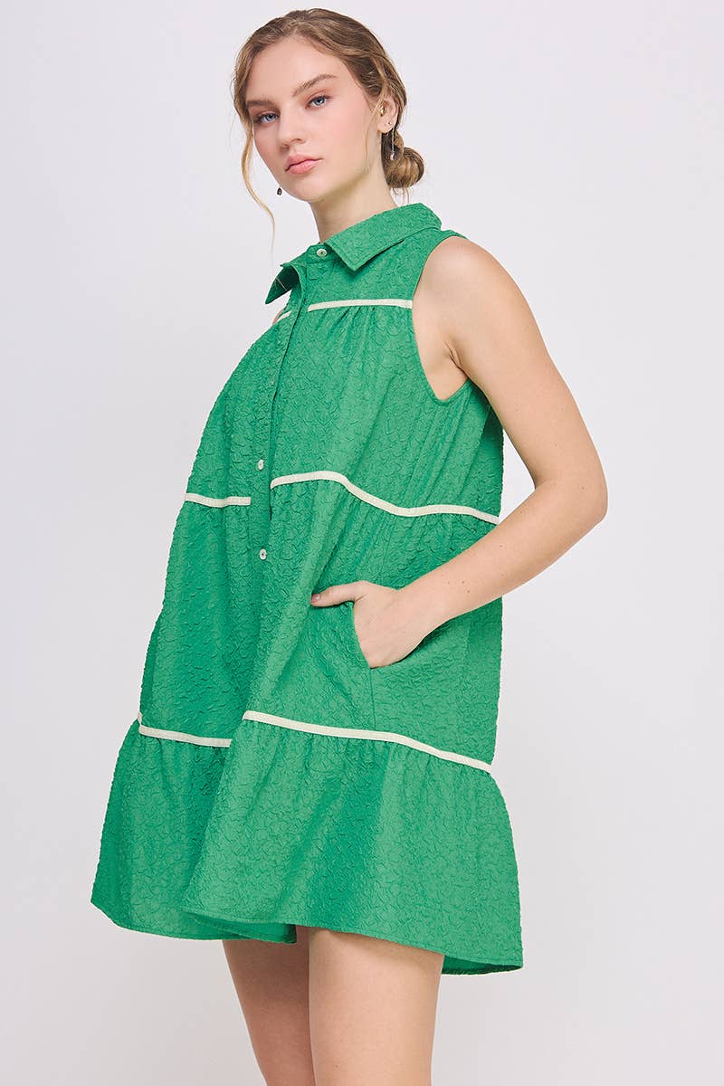 AIBLEE - Venta al por mayor Vestido - Mujer - Vestido mini de vuelo abotonado - Sin mangas12