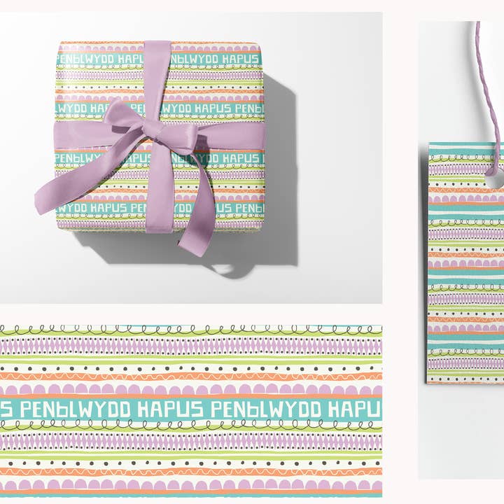 Folded wrap and Tag Lilac Stripe for wholesale by Designs by flo