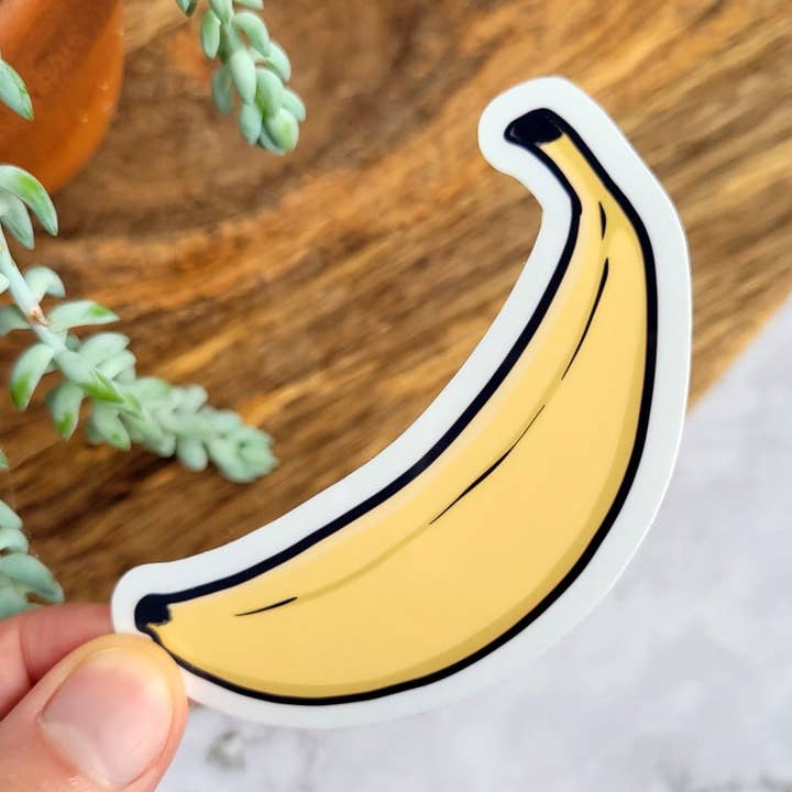 Pop Art Banana Vinyl Sticker, 3.5x3" for wholesale by Chez Louie Designs