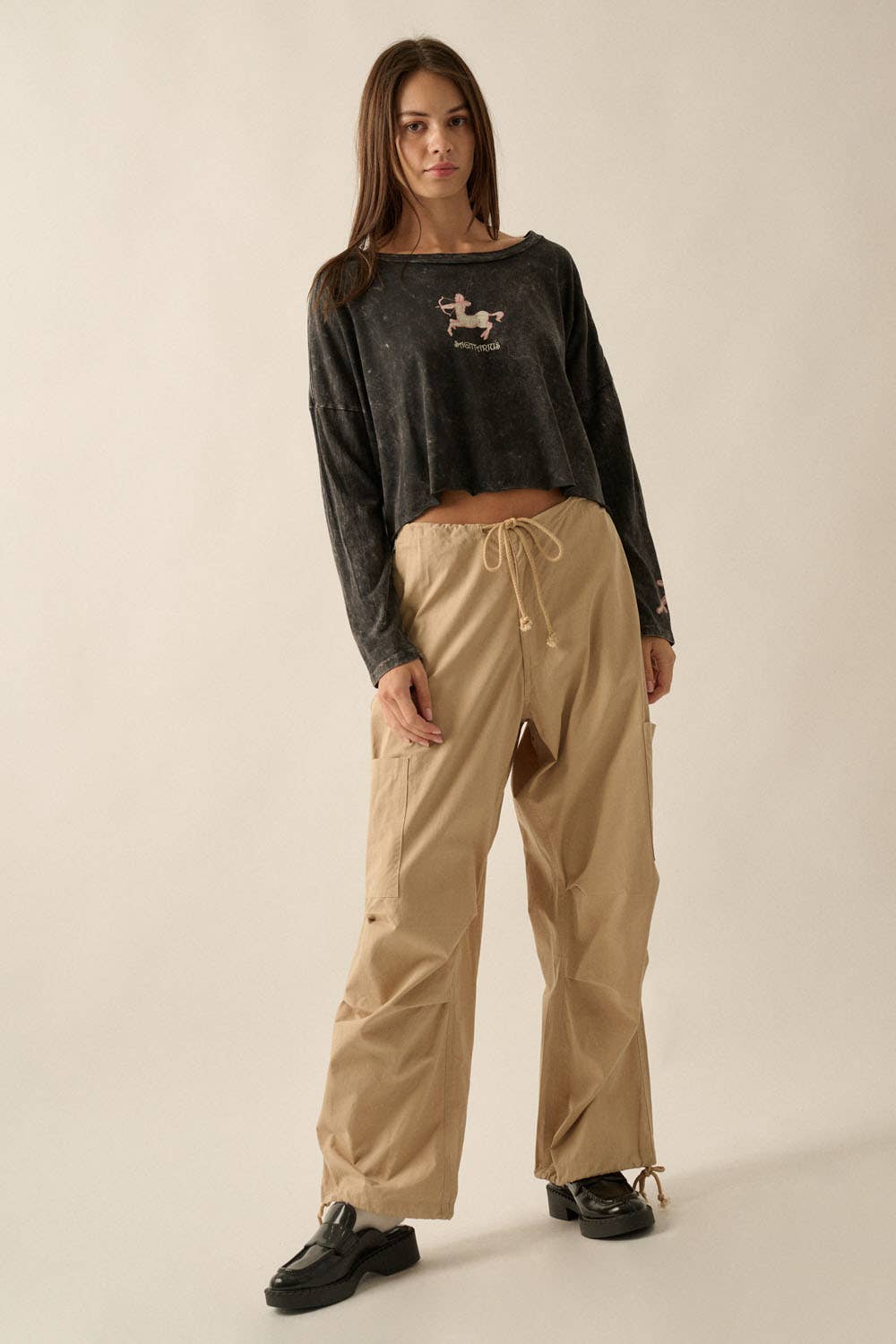 Promesa USA - Wholesale Pants - Women's - Solid Drawstring Side Pocket Cargo Pants2