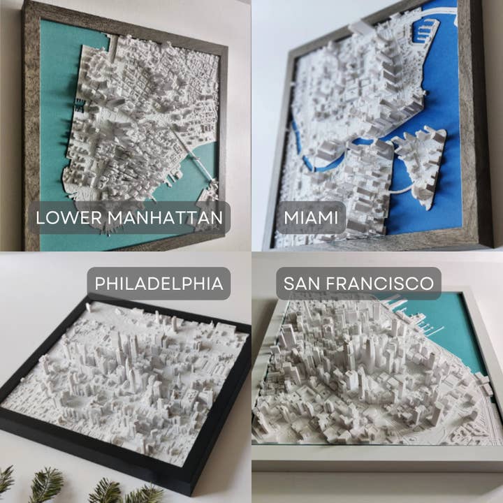 Micropolitan - Vente Cartes - Carte de la ville en 3D | Choisissez une ville | Art mural encadré en 3D et décoration d'intérieur1