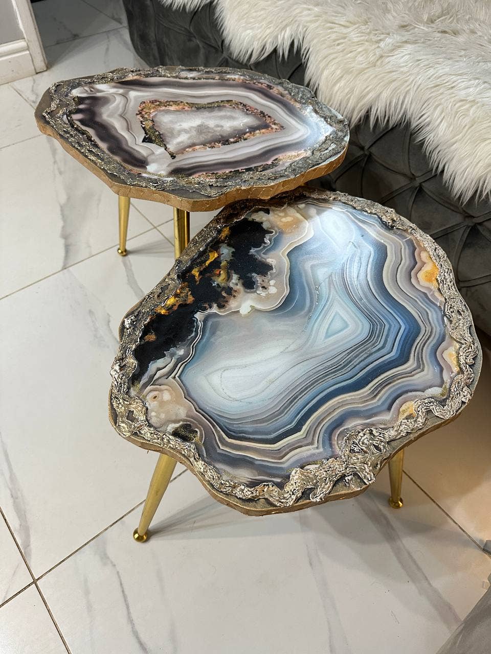 SamshineDesign - Wholesale Coffee Table - 2 Handmade Nesting table Large Epoxy art Geode coffee/side (3