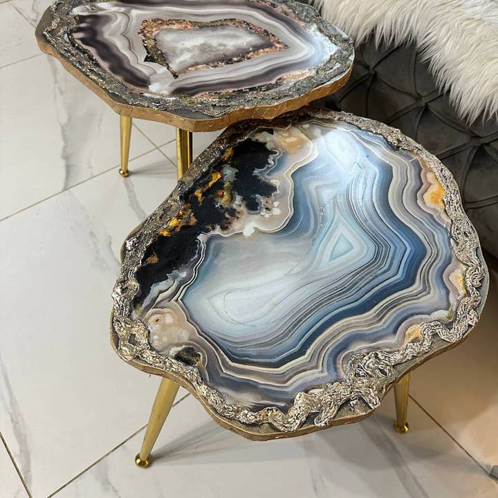 SamshineDesign - Wholesale Coffee Table - 2 Handmade Nesting table Large Epoxy art Geode coffee/side (3