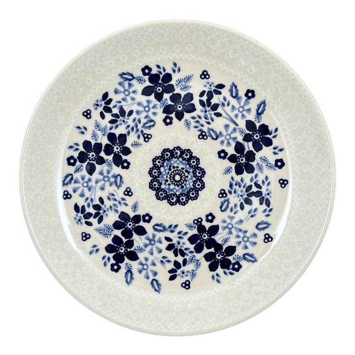 Plate, Round, Salad, 8.5" in "Duet in Blue & White" by Manufaktura | T134S-SB04 for wholesale by Polish Pottery Outlet