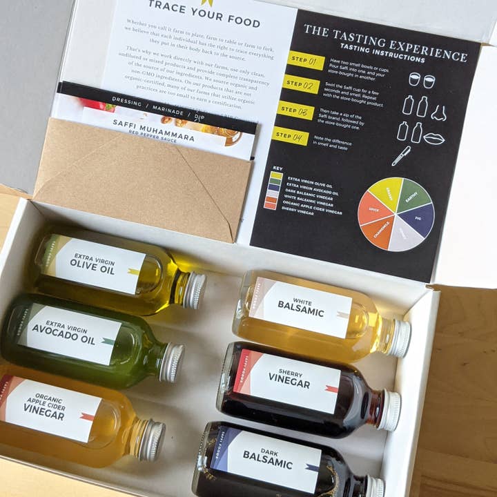 6 Bottle Oil & Vinegar Tasting Kit - MICHELIN Star Edition for wholesale by Saffi Saana