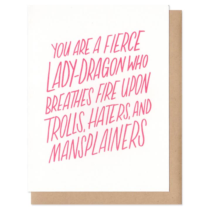 Fierce Lady Dragon Greeting Card for wholesale by Frog & Toad Press