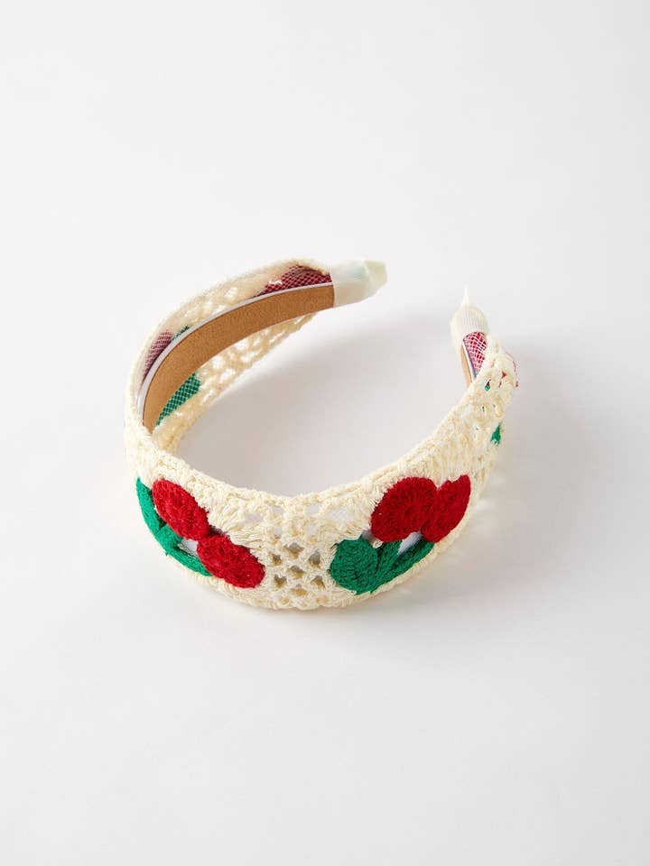 Sweet Cherry Crochet Headband for wholesale by Rylee Faith Designs